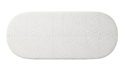 Isolated toilet paper sheet, hygienic roll. Single ply tissue, lavatory soft absorbent paper