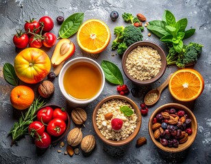 Healthy Clean Eating Flat Lay with Fresh Ingredients