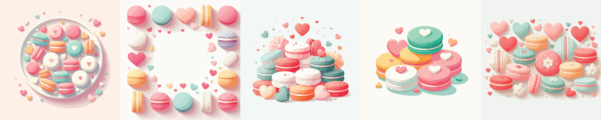 Macarons icon. Valentine's theme. Vector, minimalist, illustration, icon set.