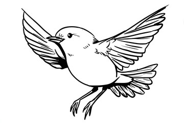 Obraz premium Black and White Flying Bird Drawing