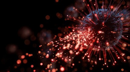 Fototapeta premium Virus exploding into particles. 