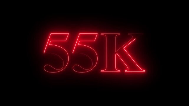 55k Neon text Ultra HD icon isolated on black background, 55K followers. neon animation in Easy to put into any video. 4k animation ....
