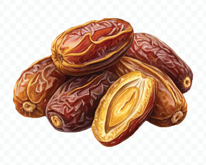 realistic delicious fresh dates in different style isolated on transparent background 