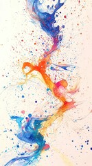 Fototapeta premium Watercolor abstract stocks movement swirling lines and splashes forming organic chart shapes vibrant edges depicting rapid trading rhythm and energy.