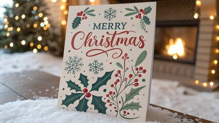 Christmas greeting card with lettering