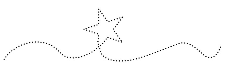 Curved dotted line with hand drawn star for graphic element