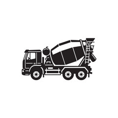 Concrete Mixer Truck Construction Vehicle Vector Illustration