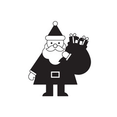 Santa Claus Cartoon With Gift Bag Christmas Character Vector