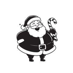 Santa Claus Holding Candy Cane Christmas Character Illustration