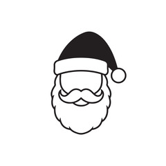 Santa Claus Face Icon Minimal Santa Beard Illustration Christmas Outline Vector
