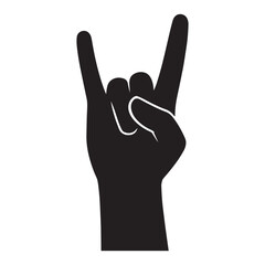 Fototapeta premium Silhouette of raised hand making rock on gesture isolated on clean white background