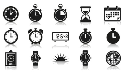 Collection of Various Clocks and Timers Illustrating Different Timekeeping Devices and Styles