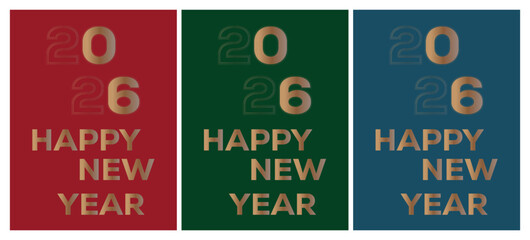 Happy New Year 2026 collection of vector designs background. Happy New Year 2026 greeting card Celebration background Golden. 
