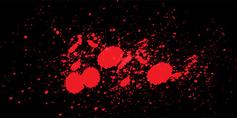 Blood splatter. Halloween blood drops party decorations, spooky halloween grunge dripping blood splashes flat vector illustration set. Blood splash silhouettes