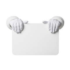 Santa Claus Hands Holding Blank Sign White Gloves Mockup Copy Space Isolated White Background Christmas