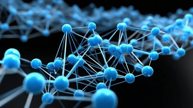 Interconnected Molecular Structure: An artistic depiction of intricate molecular bonds, presented as a network of interconnected spheres, creating an image of advanced science.