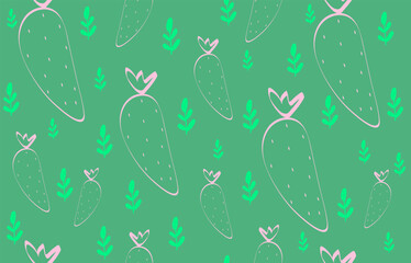 Mint Green Seamless Strawberry Pattern &mdash; Fresh Cute Fruit Print for Fabric, Packaging, Summer Decor