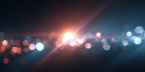 bokeh lights, lens flare on dark background creating a dreamy abstract effect, Colorful bokeh background