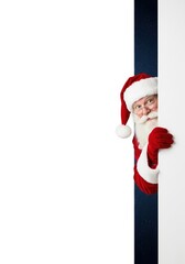 Santa Claus Peeking White Board Copy Space Christmas Blank Sign Winter Holiday Xmas Celebration Man Senior Beard
