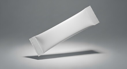 White Stick Sachet Mockup on Gray Background stick pack packaging blank template design food drink powder sugar salt sweetener coffee