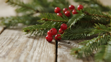 Christmas, Holly, Berries, Pine, Branch, Wood, Festive, Decoration