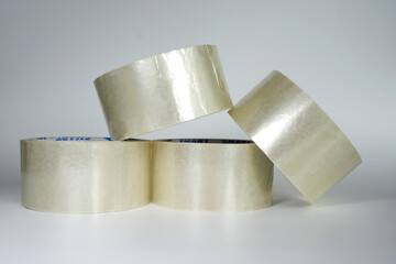 Rolls of transparent packing tape