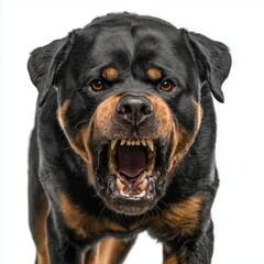 Fototapeta premium Snarling Rottweiler Aggressive Studio Close-Up Portrait