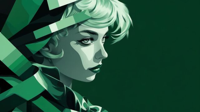 A woman with an elegant look in a vibrant pixel art style .