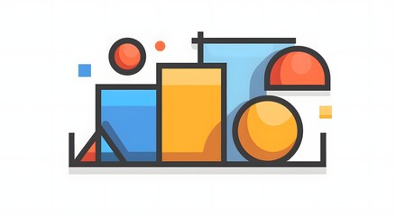 Abstract Geometric Shapes Composition with Circles and Rectangles Photo