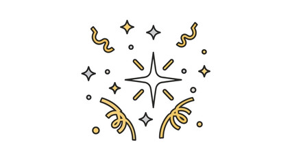Twinkling Star Celebration: A vibrant illustration showcasing a central shining star adorned with sparkling accents, conveying a sense of celebration.