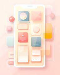 Transparent Layered Smartphone App Interface Elements Photo