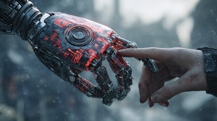humanmachine interaction futuristic setting digital art virtual environment closeup concept of ai evolution