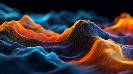 dynamic wave shapes in a fusion of blue and orange tones creating striking visuals  generative ai