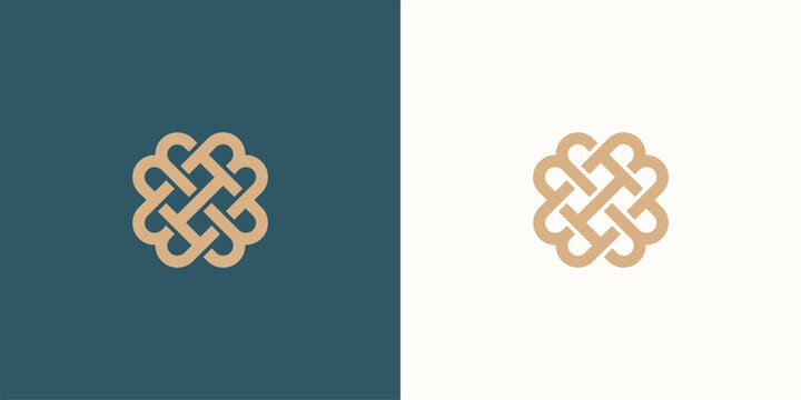Interwoven knot on diverse backgrounds