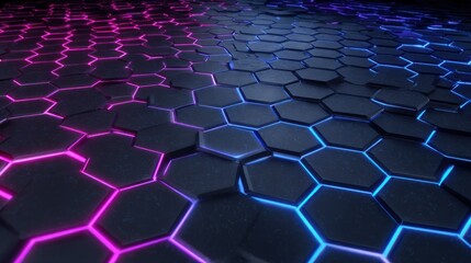 neon hexagonal pattern with futuristic glowing floor design