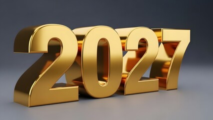Golden three dimensional rendering of the year 2017 for new year celebrations