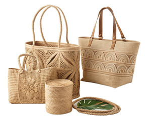 Jute handbags isolated on white background 2