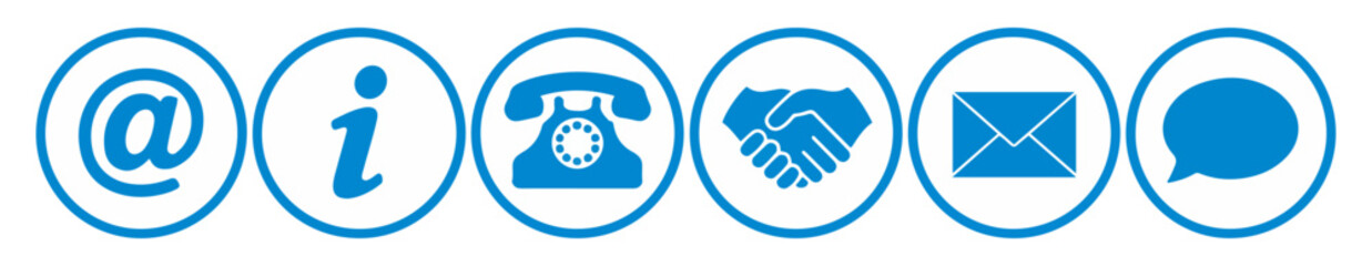 blue contact icons vector set