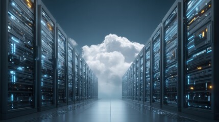 data transfer file upload cloud computing data migration network server technology and information concept