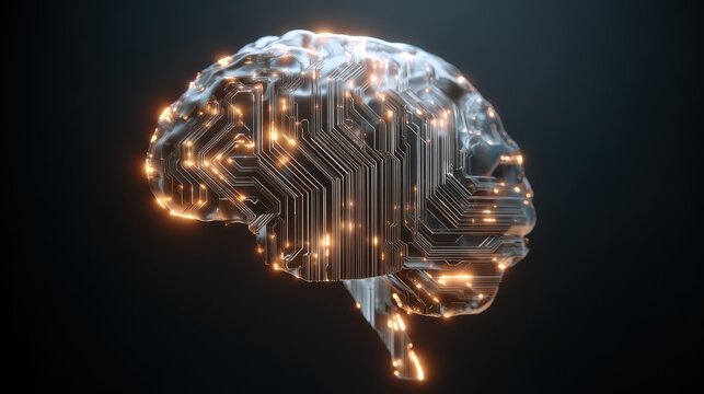 futuristic glowing brain circuit concept symbolizing artificial intelligence and neural network processing - Powered by Adobe