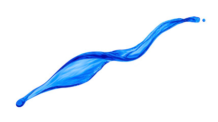Blue liquid splash wave isolated on transparent background, dynamic water motion, fluid curve, clean and fresh, abstract design, creative energy, refreshing and vibrant