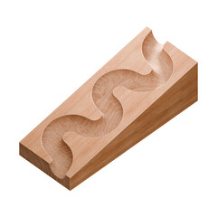 Wooden marble run track. Wooden marble race block. 3d rendering