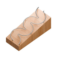 Wooden marble run track. Wooden marble race block. 3d rendering