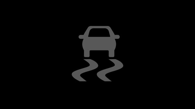 Car dashboard ESP indicator flashing animation on black background
