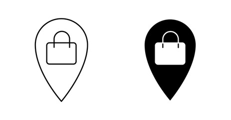 Shopping Location Pin Icon, Retail Map Marker, Store Navigation Symbol