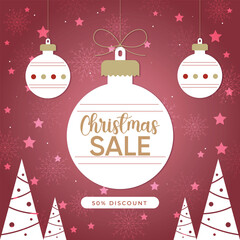 Festive Christmas Sale Promotion with Ornaments and Stars
