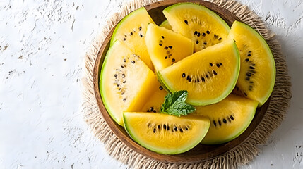 yellow watermelon isolated on white background, clipping path, full depth of field