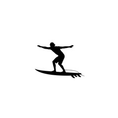 Fototapeta premium Dynamic surfer silhouette riding the waves with effortless style and skill, perfect for summer adventures and vibrant coastal lifestyles, capturing freedom