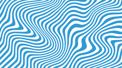 Abstract blue and white wavy stripes create a mesmerizing and dynamic optical illusion pattern