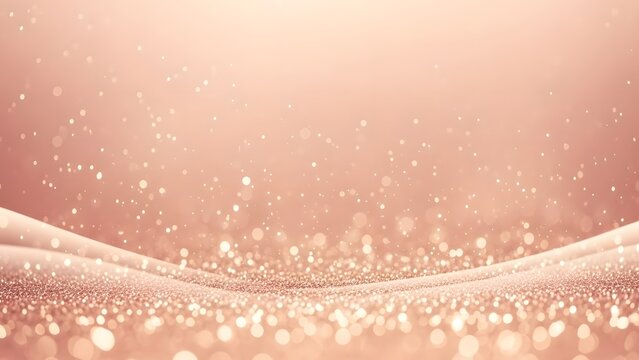 Elegant peach and gold abstract background with sparkling bokeh and flowing ribbon - Powered by Adobe